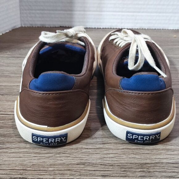 Sperry Memory Foam Sneakers Boys Size 2 Brown  Faux Leather Low Top Sporty Shoe - Picture 4 of 10